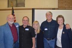 John with Don Schroer, Linda Schroer, Steven T. Callan, and Linda Gilmore Congdon at the Orland Alumni Association Annual Meeting in Orland, CA, in 2019.