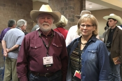 John with Micki Fuhrman Milom, co-writer of "Rangeland Lament," at the WWA convention in Billings in 2018.