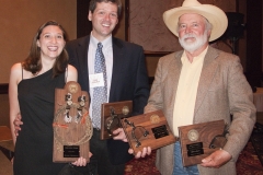 Lariat Award Winner Leah Hultenschmidt and Don D'Aura for Leisure Books (Dorchester Publishing Co.), with Spur Awards winner John D. Nesbitt Spur Awards Banquet, 2010 Western Writers of America Convention, Knoxville, Tennessee, USA