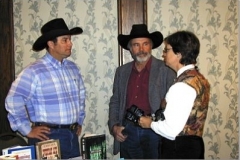 John, C.J. Box, and Candy Moulton at an author event in Cheyenne in 1998.